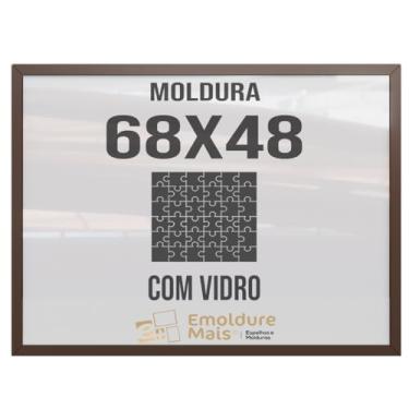 Imagem de Moldura para Quebra Cabeça Cabeca 68x48 5000 peças Com Vidro para Quadro Puzzles Ravensburger cor Marrom