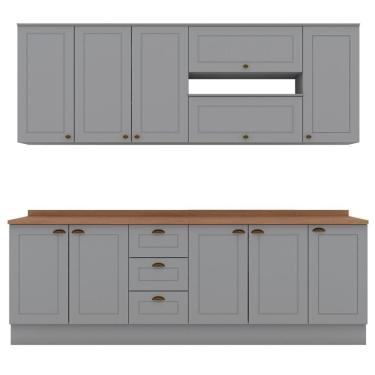 Imagem de Cozinha Modulada 10 Pecas 240cm Ce792 Americana Henn Cinza Nature