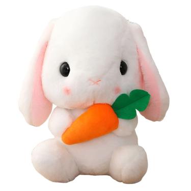 Imagem de Coelho de pelúcia HOUPU Soft Toy Sitting Lop Eared Rabbit com cenoura