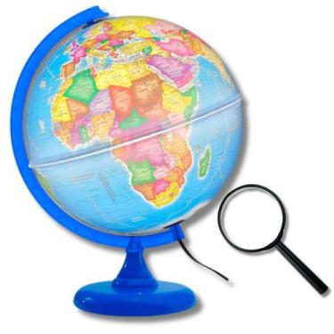 Imagem de Globo Terrestre Político Luminoso Base Azul 30cm + Lupa de Mão - Libre