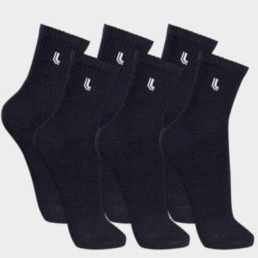 Imagem de Meia Cano Médio Lupo Sport Walk Kit c/ 6 Pares 3245-089, Preto, 41-44