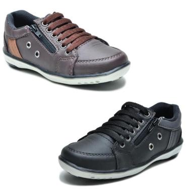 Imagem de Kit 2 Sapatênis Infantil Casual Fechamento Elástico e Zíper-Masculino