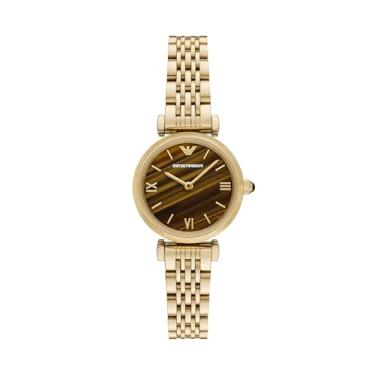 Imagem de Emporio Armani Relógio feminino de aço inoxidável dourado com dois ponteiros (modelo: AR11703)