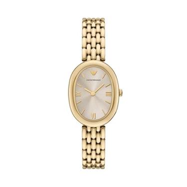 Imagem de Emporio Armani Relógio feminino de aço inoxidável dourado com dois ponteiros (modelo: AR11707)