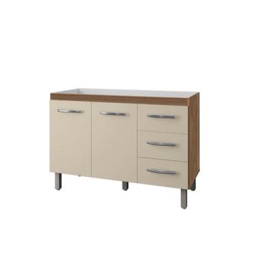 Imagem de Balcão Armário Para Pia De Cozinha 1,20 3 Gavetas 2 Portas Cor Savana/