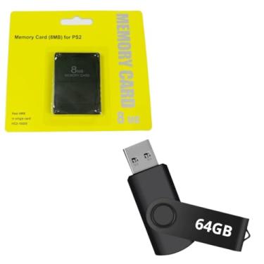Imagem de Kit para Play 2 Memory Card com OPL + Pen Drive 64 GB