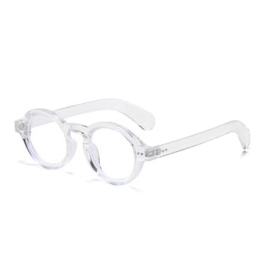 Imagem de Armação de óculos anti-luz azul com rebite redondo, masculino e feminino, retrô (2)