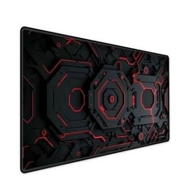 Imagem de Mouse Pad Gamer Speed Extra Grande Desk Pad Profissional Premium Com Borda Costurada 70x35 - Nave Door Vermelho