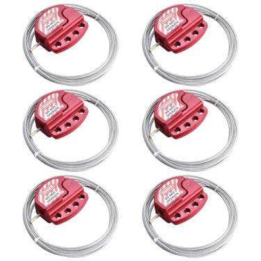 Imagem de Patioer Bloqueio de cabo com etiqueta de bloqueio, trava de cabo ajustável de 1/10.2 cm x 1,8 m, trava de cabo de aço com revestimento de vinil, cabo Loto para bloqueio de etiqueta, pacote com 6