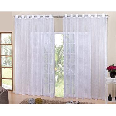 Imagem de Cortina De Varão Voil Xadrez Branco 4,00x2,60 Sala Quarto