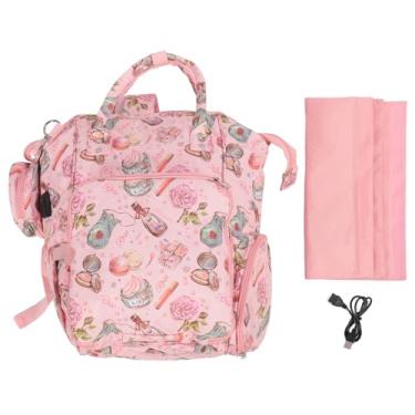 Imagem de Mochila de tricô Backpack Backpack de bolsa de crochê de grande capacidade com porta de carregamento USB para ganchos de crochê de tricô de tricô de malhas de fios de fios de