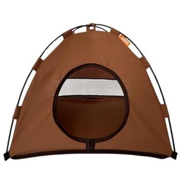 Imagem de Tenda para Cães e Gatos, Portátil, Azul, Abrigo para Animais de Estimação com Ventilação Tubline (Marrom)