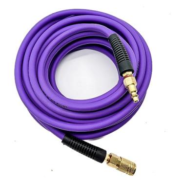 Imagem de SYXQT Mangueira de ar híbrida (PVC) 1/10.2 cm x 1,5 m, resistente a 300 PSI, leve, resistente a dobras, flexibilidade para todos os climas com conexões de ar industrial de 1/10.2 cm e restritores de