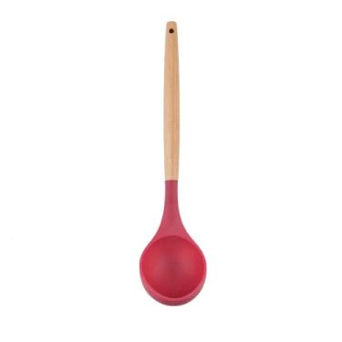 Imagem de CONCHA SILICONE CABO MADEIRA MADIE KITCHEN VERMELHO SCARLET 32CM
