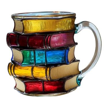 Imagem de Generic Caneca de livro pintada, caneca de café para biblioteca, ornamento de mesa exclusivo, itens de leitura versáteis, resina para leitores bibliófilos, B