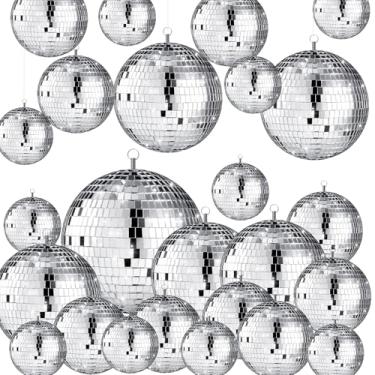 Imagem de Sumind 25 bolas de discoteca, pequenas bolas de discoteca prateadas, decorações refletoras, espelhadas, casamentos, dança, festivais de música para palco, clube, salão de baile, adereço (8,2 cm 10,5