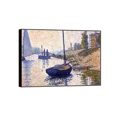 Imagem de Pintura famosa de arte de parede em tela para decoração de casa - Barco - Pôster de moldura preta e impressões para sala de estar 70 x 100 cm 27 x 39 pol