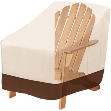 Imagem de Capa para cadeira de pátio Tuyeho 101,6 cm x 93,8 cm x 76,2 cm, capa traseira alta para uso externo resistente 600D, impermeável e resistente ao clima para sua cadeira de assento profundo empilhável (bege e marrom)