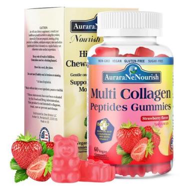 Imagem de Peptídeos de colágeno Gummies AuraraneNourish Sugar Free 60 ct