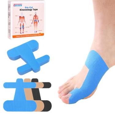 Imagem de Fita cinesiológica IEADEN Precut para joanete, 40 unidades, azul