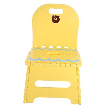 Imagem de Creative Plastic Folding Step Stool with Backrest Portable and Lightweight Chair for Home Use Compact Design for and Sturdy Plastic Construction(Yellow)