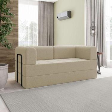 Imagem de Sofá Na Caixa Modular 2 Lugares Linho Bege Olívia Para Sala Bege - Bla
