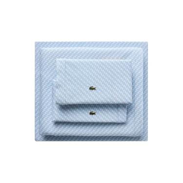 Imagem de Lacoste Lençol de 4 peças com logotipo Mini Geo 100% algodão percal – fresco, nítido, fosco e durável, certificado Oeko-Tex – estampado, ar livre, Cal King