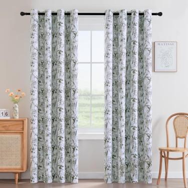Imagem de H.VERSAILTEX Cortinas blackout 203 cm de comprimento, conjunto de 2 painéis, cortinas de cortina com estampa floral para sala de estar, isolamento térmico, cortinas de janela para quarto - French Jouy