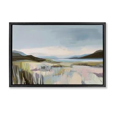 Imagem de Stupell Industries Arte de parede em tela flutuante emoldurada preta paisagem da costa verdant por Elara Yasna, 43 x 63 cm