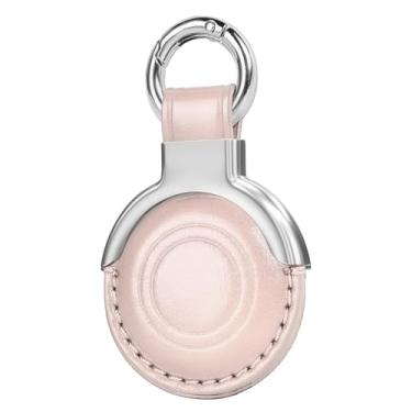 Imagem de MOLOSLEEVE Pacote completo com suporte para Airtag projetado em couro genuíno para chaveiros Apple AirTags, design compacto com chaveiros e capa protetora para Airtag para maior comodidade (rosa