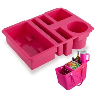 Imagem de Bandeja de suporte de copo superior para bolsa Bogg grande, suporte de bebida ABS à prova d'água adequado para copo Stanley - Acessórios de bandeja organizadora e superior para bolsa Bogg (rosa)