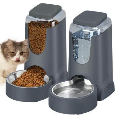 Imagem de Alimentador automático para gatos e dispensador de água HWONMTE 4L x 2