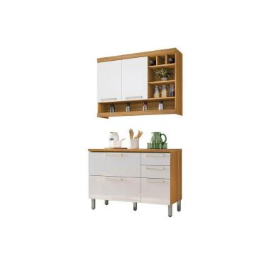 Imagem de Kit De Cozinha 2 Peças Burguesa (1 Armário + 1 Balcão) C2p23 Freijó-branco-nesher