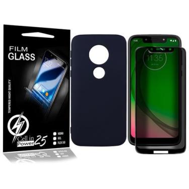 Imagem de Kit Capa Aveludada + Película De Privacidade Preta 3d P/ Moto G7 Play 