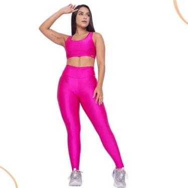Imagem de Conjunto Fitness Top/Legging Malha Canelado Poliéster - C&M Fitness, R