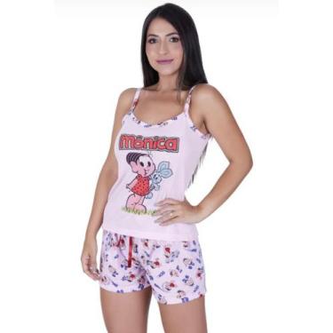 Imagem de Pijama adulto feminino baby doll personagens garfield mulher maravilha