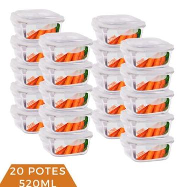 Imagem de Pote Vidro Hermético Marmita Tampa 4 Travas 520ml 20 Unidade - QUALITY