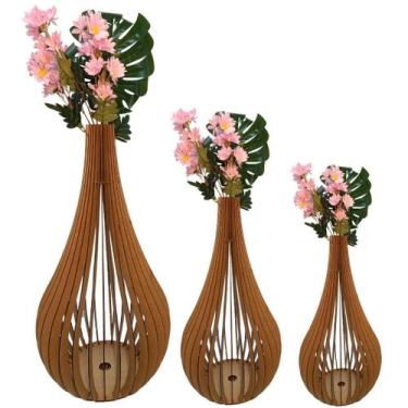 Imagem de Vaso de Chão Decorativo Grande CAPADÓCIA MDF - LENOBRE, MDF CRU, Kit c