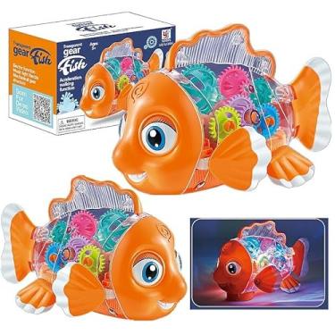 Imagem de Brinquedo Bebe Peixe Nemo Musical Bate e Volta Transparente com Led