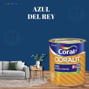 Imagem de Tinta Esmalte Sintético Base Água Cor Azul 800ml Coral Coralit Total Z