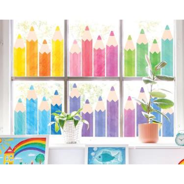 Imagem de Lápis de aquarela Window Clings Whaline Back to School x9