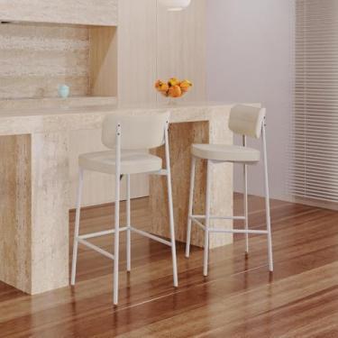 Imagem de Banqueta Alta Alloa com Estrutura Branca