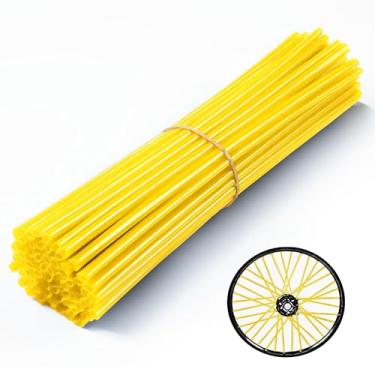 Imagem de Capas de raio de bicicleta universais – 72 peças de raio de roda de motocicleta com acabamento de cachimbo protetor de decoração para bicicletas, bicicleta de sujeira – Amarelo