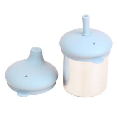 Imagem de MYCOKI SP Caneca infantil de aço inoxidável de parede dupla, tampa de canudo resistente à quebra de silicone para bebês de 6 a 12 meses, crianças de 1 a 3 anos, copo de água para crianças de 200 ml