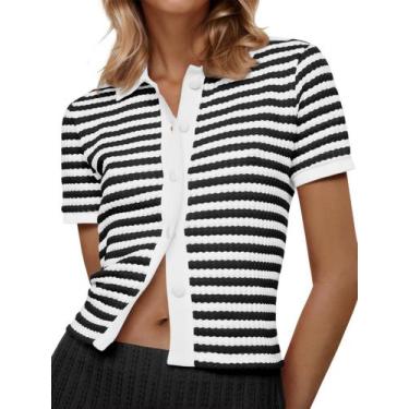 Imagem de Suéter de manga curta com gola polo e crochê - Saodimallsu