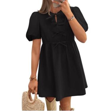 Imagem de Vestido ZESICA Summer de manga curta com babado frontal plissado