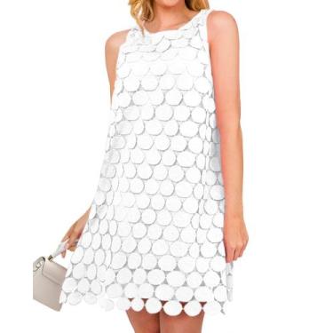 Imagem de Vestido feminino BTFBM Hollow Out Circle bordado branco