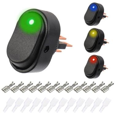 Imagem de EPLZON Interruptor basculante LED impermeável 12V 30A SPST 3 pinos 2 posições para carro, caminhão, rv, motocicleta, barco, controle marítimo (pacote com 4 peças, multicolorido)