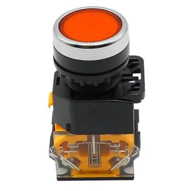 Imagem de Interruptor de botão industrial de 22 mm, ação momentânea, contato 1NO+1NC, caixa de metal, contatos de liga de prata (amarelo)