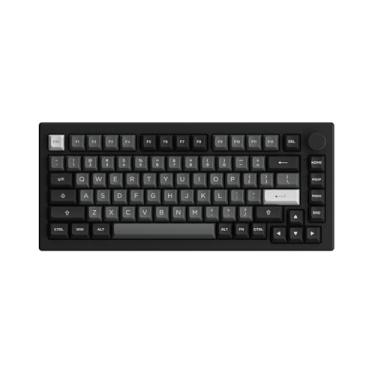 Imagem de Teclado mecânico Akko 5075B Plus, formato 75%, retroiluminação RGB, hot-swappable, teclado com botão giratório, série Black & Silver com keycaps com perfil ASA Double Shot PBT e switches Creamy Blue